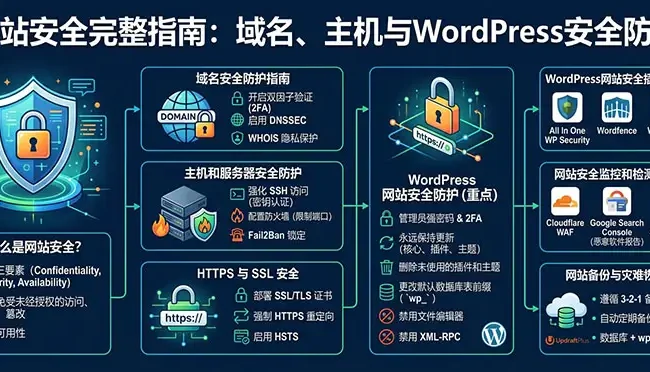 网站安全完整指南：域名、主机与WordPress安全防护